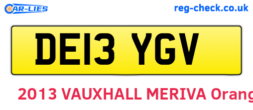 DE13YGV are the vehicle registration plates.