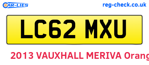 LC62MXU are the vehicle registration plates.