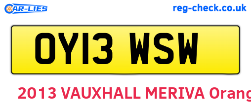 OY13WSW are the vehicle registration plates.