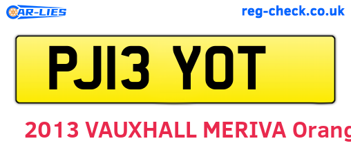 PJ13YOT are the vehicle registration plates.