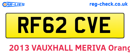 RF62CVE are the vehicle registration plates.