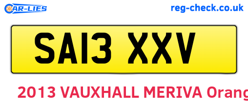 SA13XXV are the vehicle registration plates.