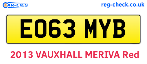 EO63MYB are the vehicle registration plates.