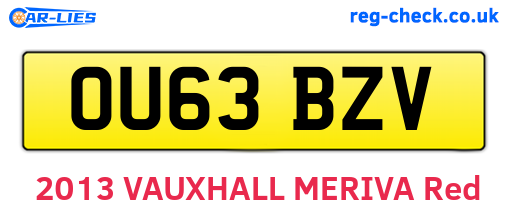 OU63BZV are the vehicle registration plates.