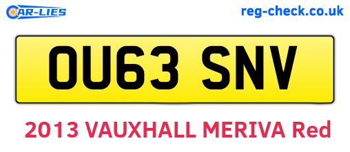 OU63SNV are the vehicle registration plates.