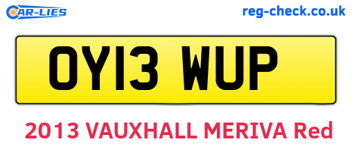 OY13WUP are the vehicle registration plates.