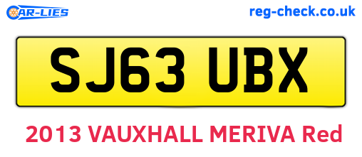 SJ63UBX are the vehicle registration plates.
