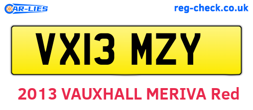 VX13MZY are the vehicle registration plates.