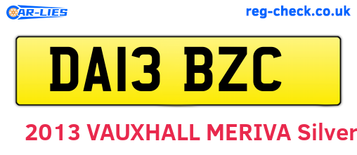 DA13BZC are the vehicle registration plates.