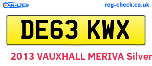 DE63KWX are the vehicle registration plates.