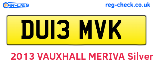 DU13MVK are the vehicle registration plates.