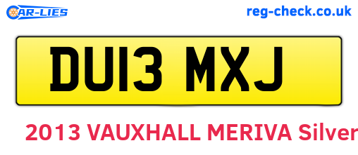 DU13MXJ are the vehicle registration plates.