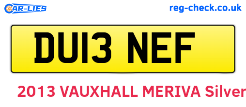 DU13NEF are the vehicle registration plates.