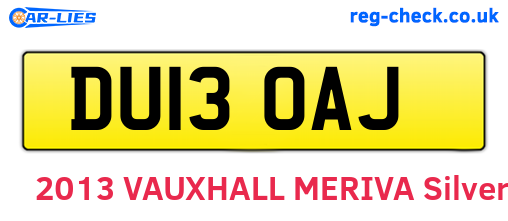DU13OAJ are the vehicle registration plates.