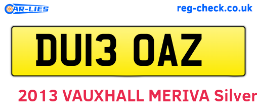 DU13OAZ are the vehicle registration plates.