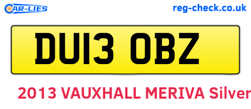 DU13OBZ are the vehicle registration plates.
