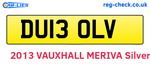 DU13OLV are the vehicle registration plates.