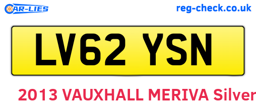 LV62YSN are the vehicle registration plates.