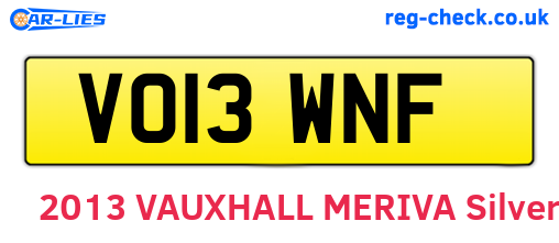 VO13WNF are the vehicle registration plates.