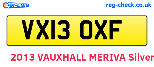 VX13OXF are the vehicle registration plates.