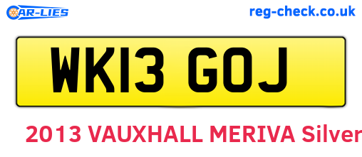 WK13GOJ are the vehicle registration plates.