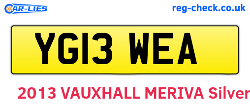 YG13WEA are the vehicle registration plates.