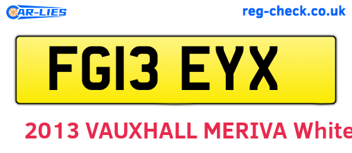 FG13EYX are the vehicle registration plates.