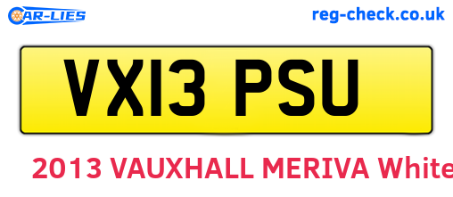VX13PSU are the vehicle registration plates.