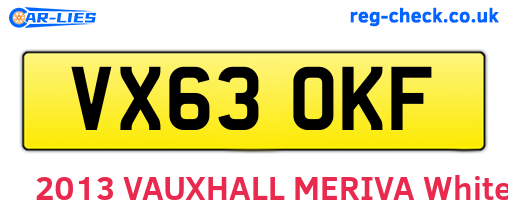 VX63OKF are the vehicle registration plates.