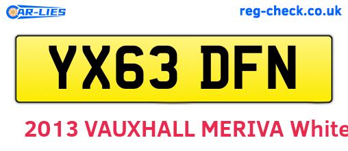 YX63DFN are the vehicle registration plates.