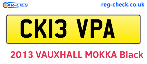 CK13VPA are the vehicle registration plates.