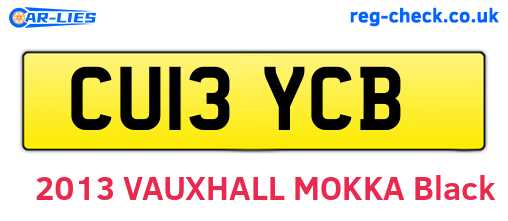 CU13YCB are the vehicle registration plates.