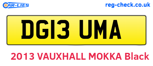 DG13UMA are the vehicle registration plates.