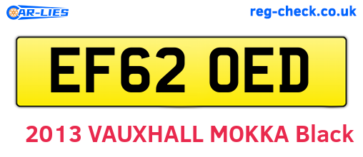 EF62OED are the vehicle registration plates.