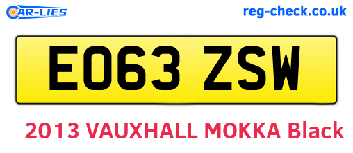 EO63ZSW are the vehicle registration plates.
