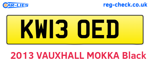 KW13OED are the vehicle registration plates.