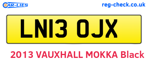 LN13OJX are the vehicle registration plates.