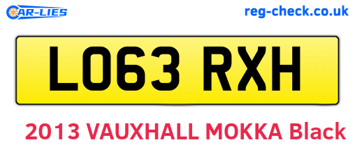 LO63RXH are the vehicle registration plates.