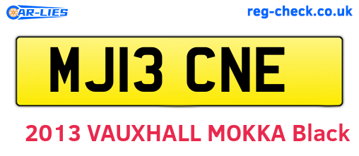 MJ13CNE are the vehicle registration plates.