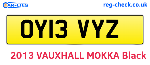 OY13VYZ are the vehicle registration plates.