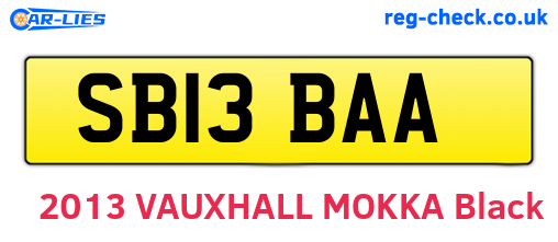 SB13BAA are the vehicle registration plates.