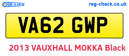 VA62GWP are the vehicle registration plates.