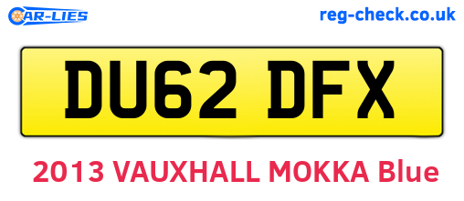 DU62DFX are the vehicle registration plates.