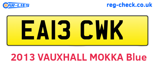 EA13CWK are the vehicle registration plates.