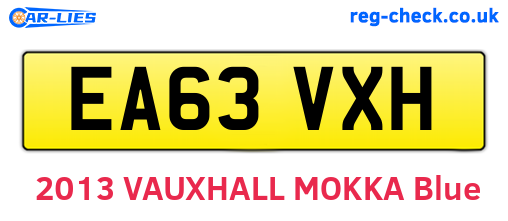 EA63VXH are the vehicle registration plates.
