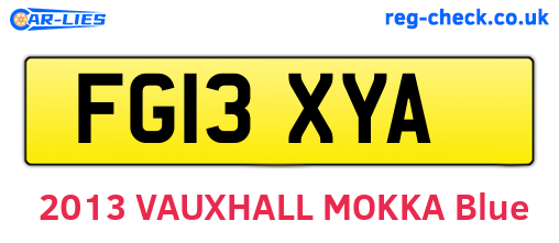 FG13XYA are the vehicle registration plates.