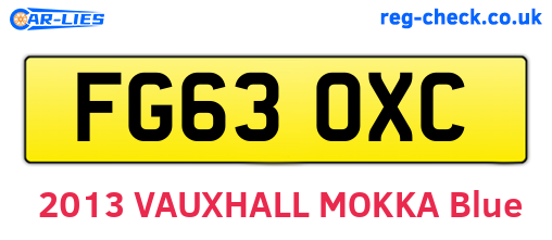FG63OXC are the vehicle registration plates.