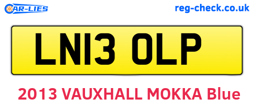 LN13OLP are the vehicle registration plates.