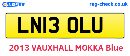 LN13OLU are the vehicle registration plates.