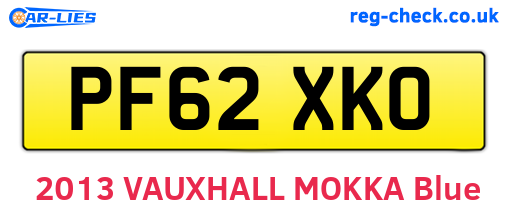 PF62XKO are the vehicle registration plates.